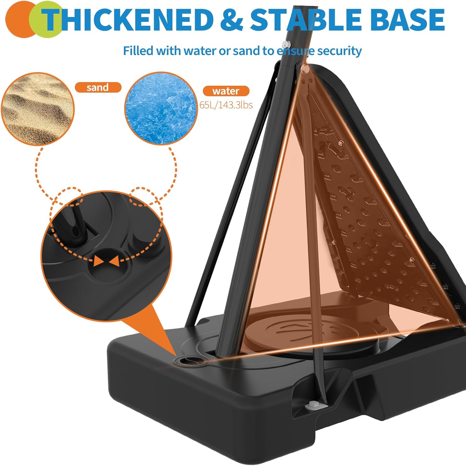 Skiennix Height Adjustable Basketball Hoop - 4.9-10FT Mobile Goal System with Weighted Base for Youth & Adults | Driveway & Backyard Play
