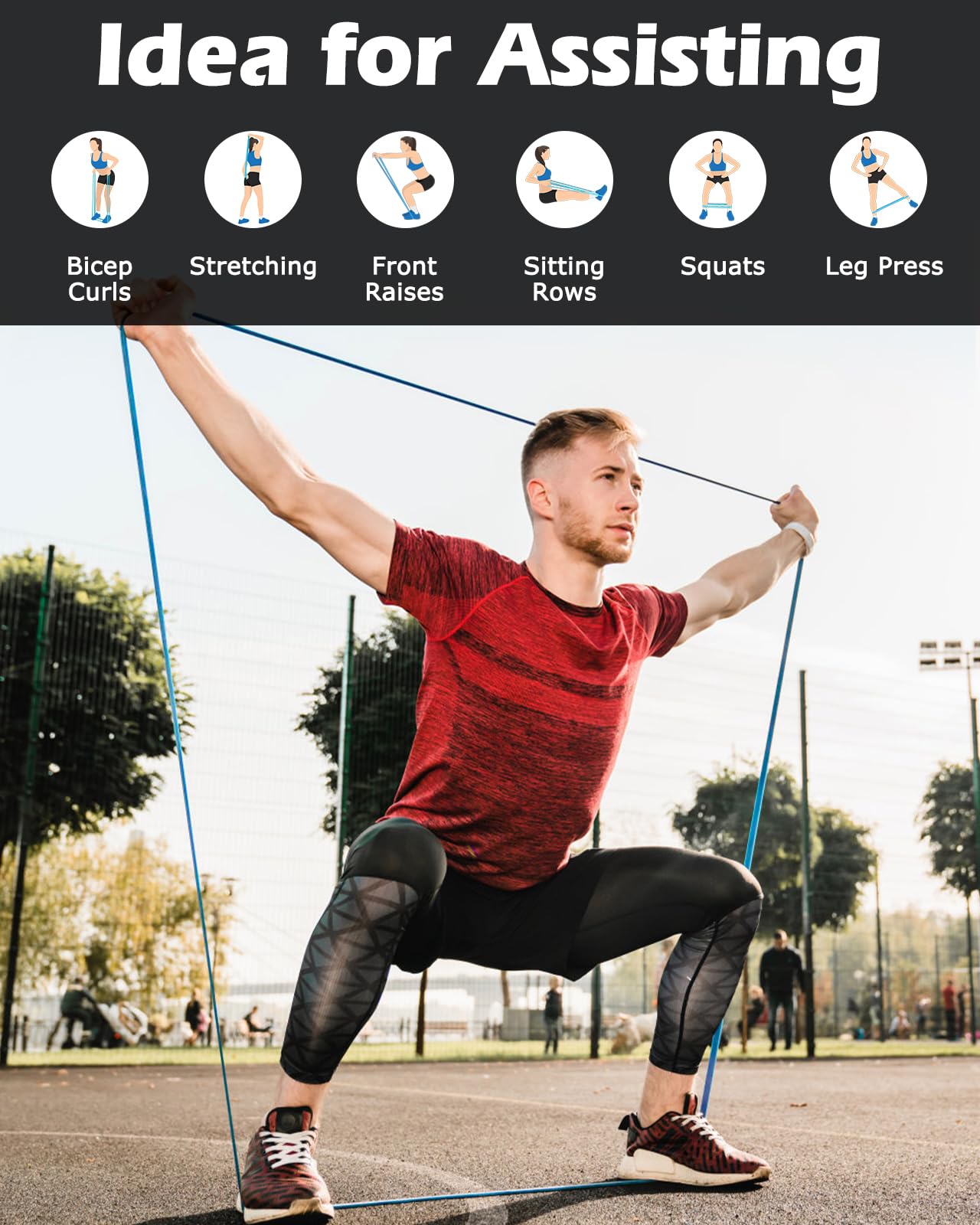 Zacro Resistance Bands, 15-35 LBS Pull Up Exercise Bands for Men & Women Working Out, Body Stretching, Physical Therapy, Muscle Training