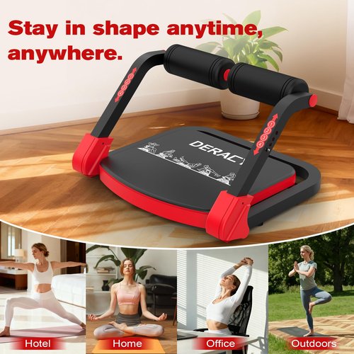 DERACY Sit Up Exercise Equipment, Adjustable Ab Machine, Multi-Functional Sit Up Machine, Ab Workout Equipment, Ab Trainer Machine for Women Men (RED)