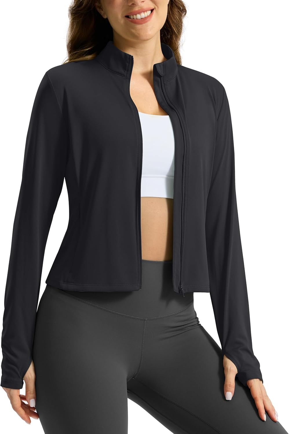 Soothfeel Women's Athletic Jacket - Lightweight UPF 50+ Sun Protection Crop Zip-Up | Ideal for Hiking & Workouts