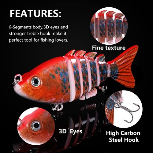 Fishing Lures for Bass Trout Animated Multi Jointed Swimbaits Slow Sinking Bionic Swimming Lures Bass Swim Warrior Swimbait Freshwater Saltwater Bass Lifelike Fishing Lures Kit