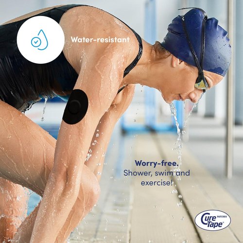 CureTape Patches - Sensor Fixing Plasters - Plasters for Freestyle Libre, Dexcom and Medtronic Guardian Sensors - Sensor Patch - Unique Variants (Black)