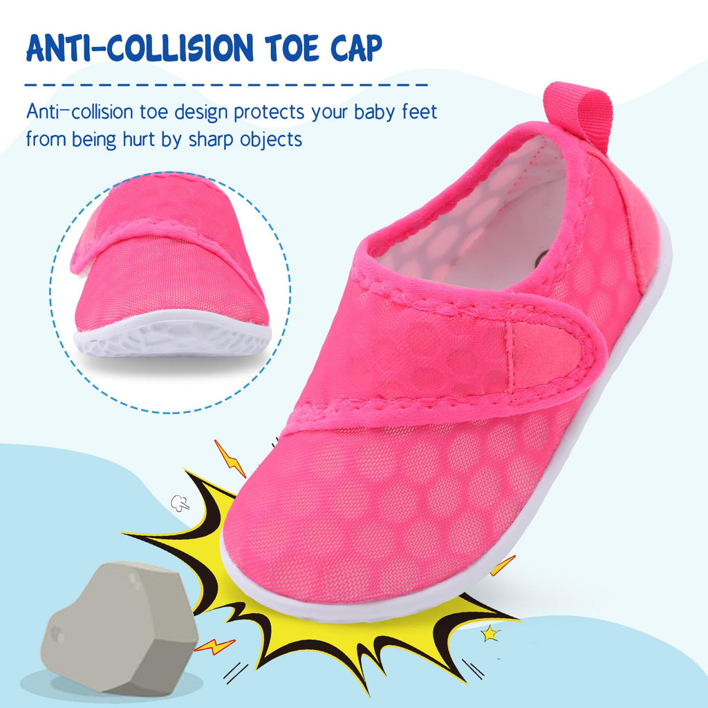LeIsfIt Toddler Water Shoes Boys Girls Barefoot Aqua Socks Kids Breathable Quick-Dry Swim Shoes for Beach Pool Surf, Rose, 9 Toddler
