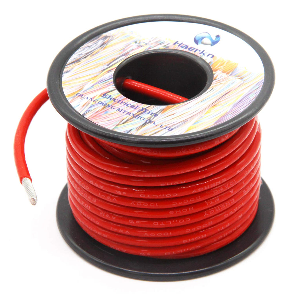 Skiennix 10 Gauge Marine Grade Electrical Wire - High Voltage 1000V, 25FT Red Tinned Copper Cable