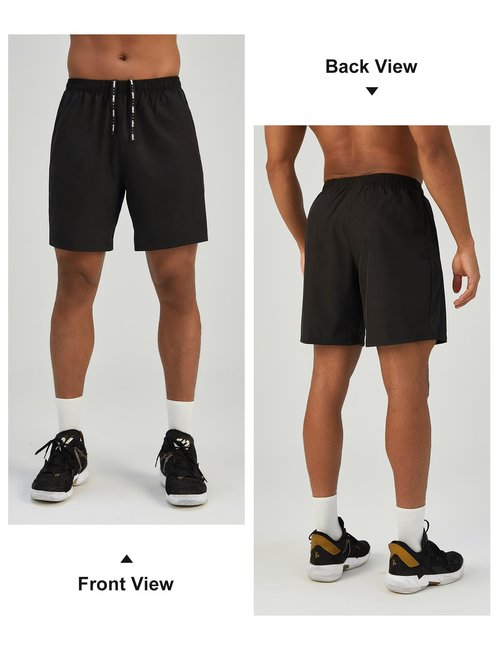 Pesfix Mens 7'' Lightweight Athletic Shorts Quick Dry Gym Workout Running Shorts with Zipper Pockets Black,XX-Large