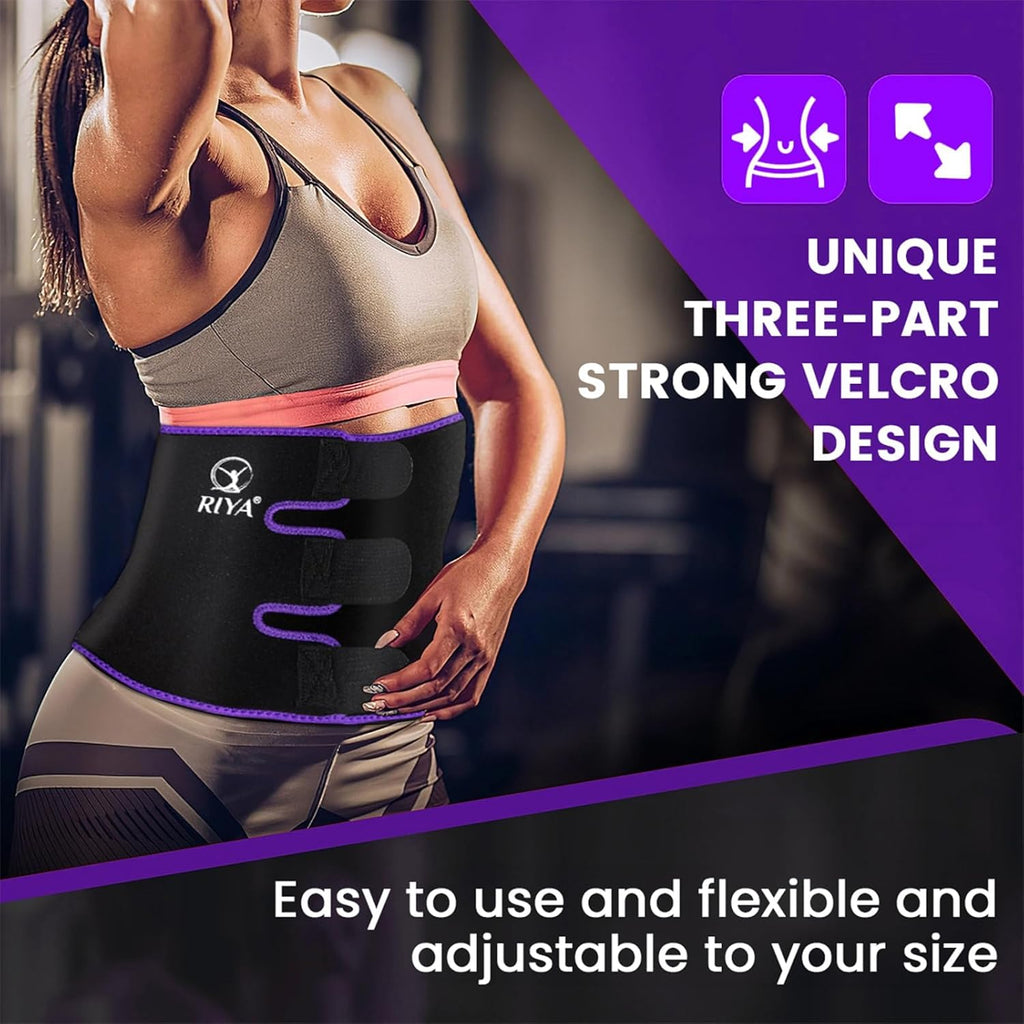 RIYA Waist Trimmer | Sweat Waist Trainer for Effective Weight Loss - Adjustable Size for Men & Women