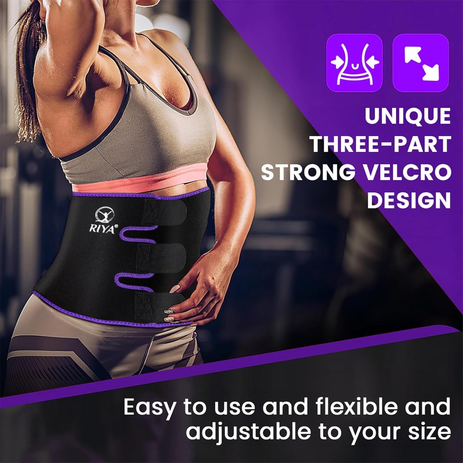 RIYA Waist Trimmer | Sweat Waist Trainer for Effective Weight Loss - Adjustable Size for Men & Women