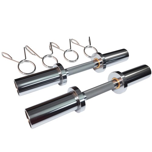 yuhqc Dumbbell Handles with 2 Pairs of collars clips, Olympic Loadable Dumbbell Bars, 16 Inch Dumbbells Bars for Home Gym, Weightlifting, Strength Training, Bodybuilding, Fitness (Chrome)
