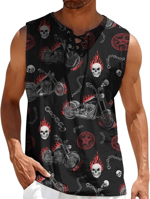Domirica Men's Sleeveless Athletic Fit Muscle Top - Lightweight Hawaiian Beach Shirt for Summer