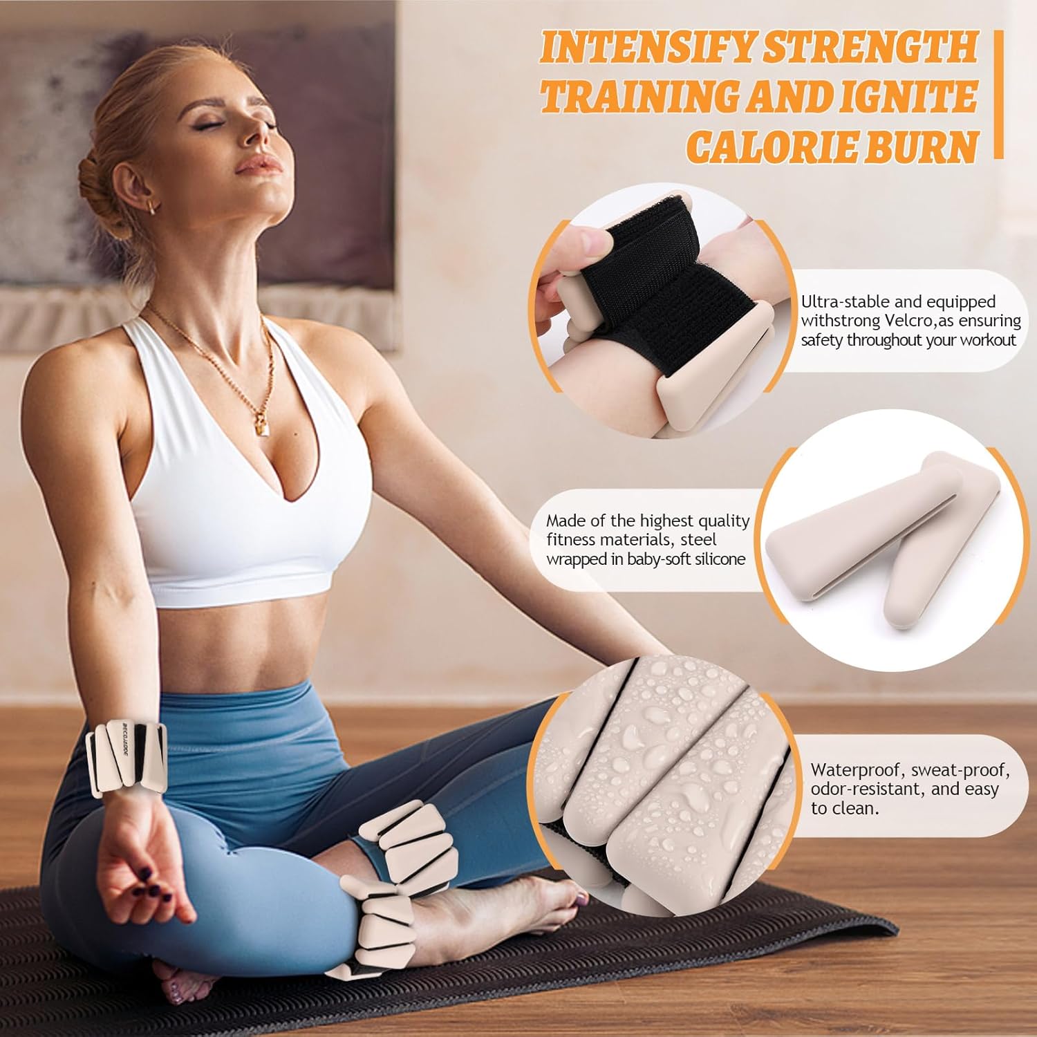 Skiennix Ankle Weights Set - Adjustable 1 lb/2 lb/3 lb for Pilates, Running, Yoga | Perfect for Arm & Leg Workouts