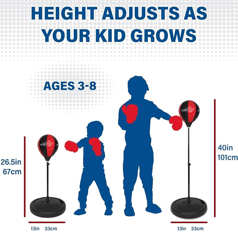 Punching Bag for Kids & Boxing Gloves Set - Adjustable Freestanding Jr Speed Bag (Small)