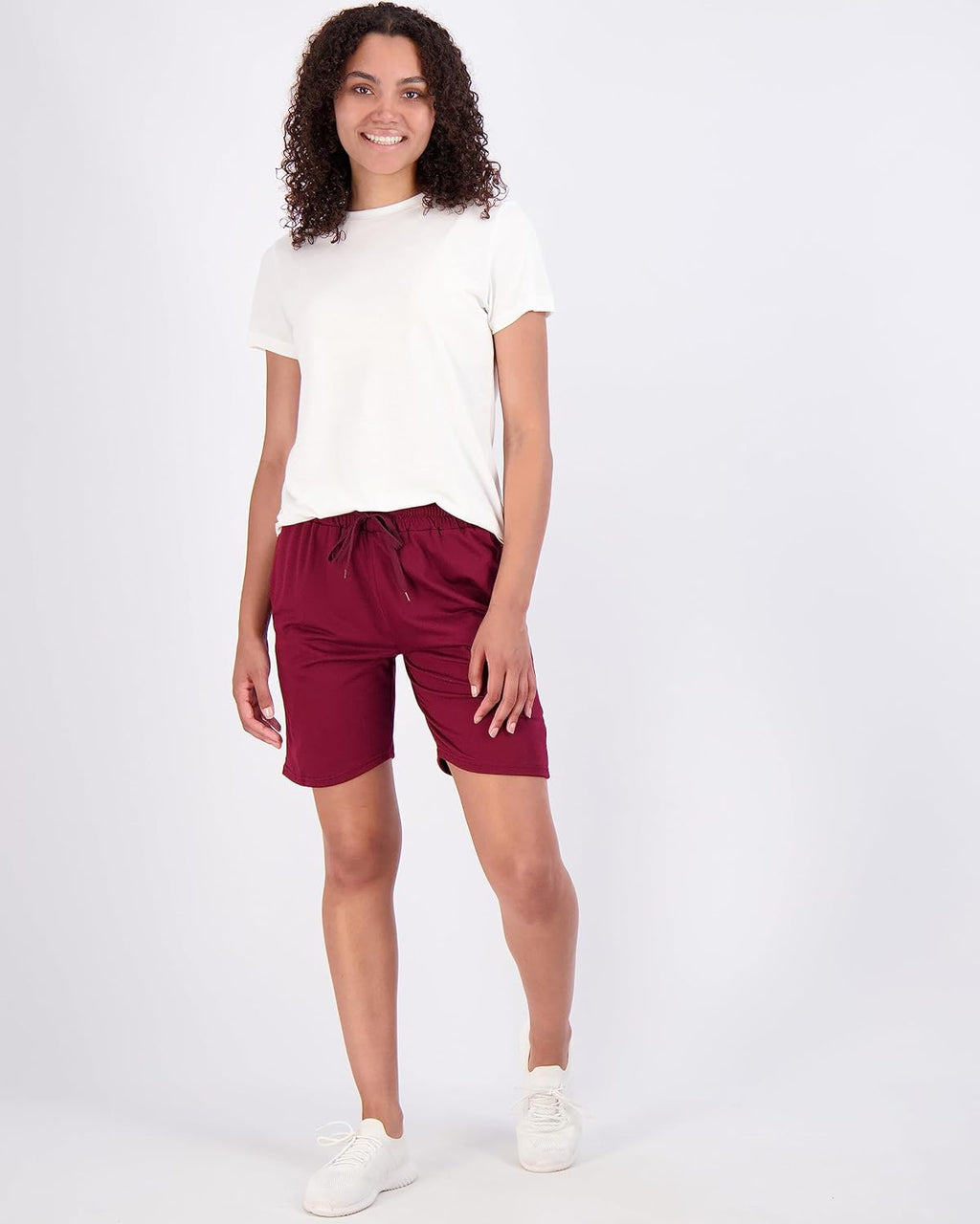 Real Essentials Women's Bermuda Shorts - 7" Super-Soft Casual Yoga Shorts with Pockets | Plus Sizes Available