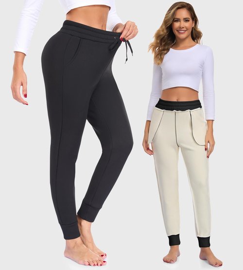 FULLSOFT Thick Fleece Lined Sweatpants for Women-Thermal Warm Athletic Joggers with Pockets Lounge Pants for Running Winter(Black,X-Large)