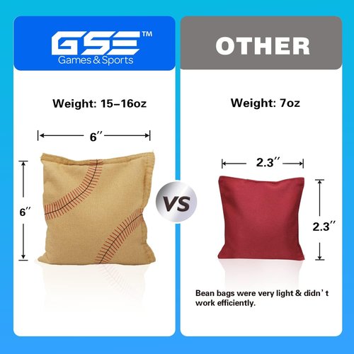 GSE Games & Sports Expert Cornhole Bags - Set of 8 Premium Weather-Resistant Bean Bags | Regulation Size