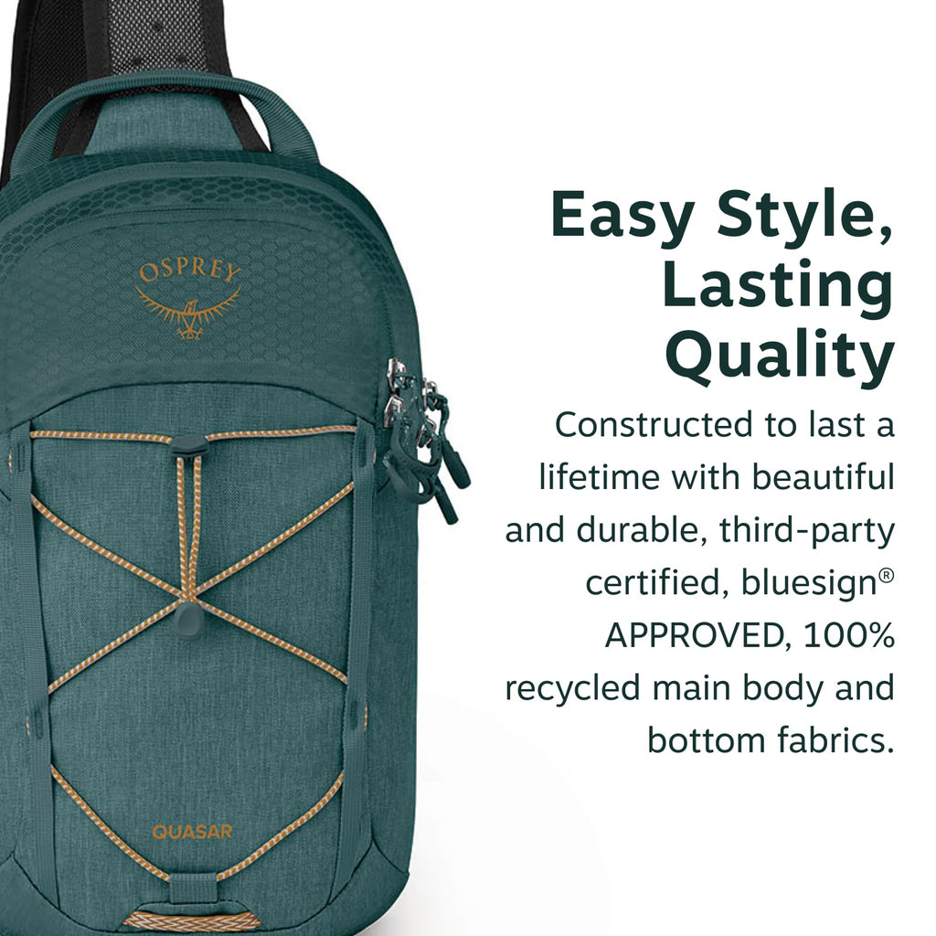Osprey Quasar Shoulder Sling Bag - Everyday Crossbody Backpack with Laptop Sleeve, Bottle Pocket, & Phone Pocket, Black