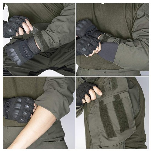 IDOGEAR Men G3 Combat Shirt with Elbow Pads Rapid Assault Long Sleeve Shirt Tactical Military Airsoft Clothing (Ranger Green, X-Large)