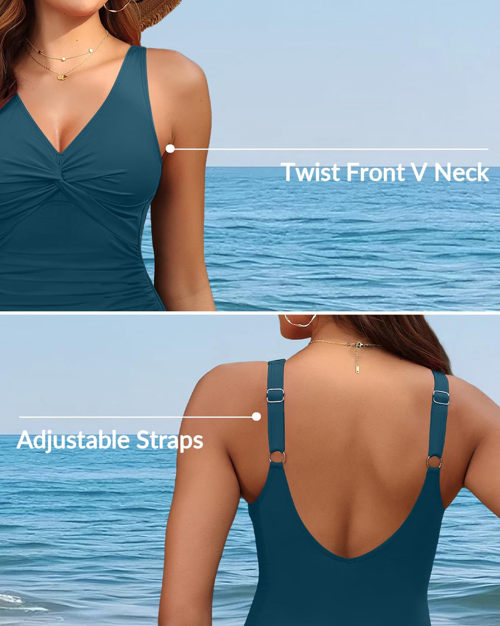 Holipick Green Women Tummy Control One Piece Swimsuit - Push Up Bathing Suit Full Coverage Slimming Swimwear XL