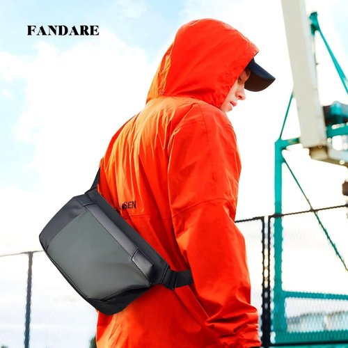 FANDARE Sport Sling Bag - Waterproof PU Leather Crossbody Pack for Men | Ideal for Hiking, Running, and Cycling - Green