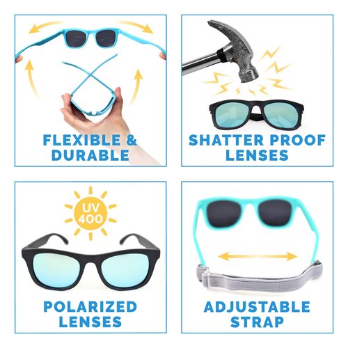 JAN & JUL Polarized Sunglasses for Infant, BPA Free (S: 6 Months-2 Years, Frosty Mint Aurora)