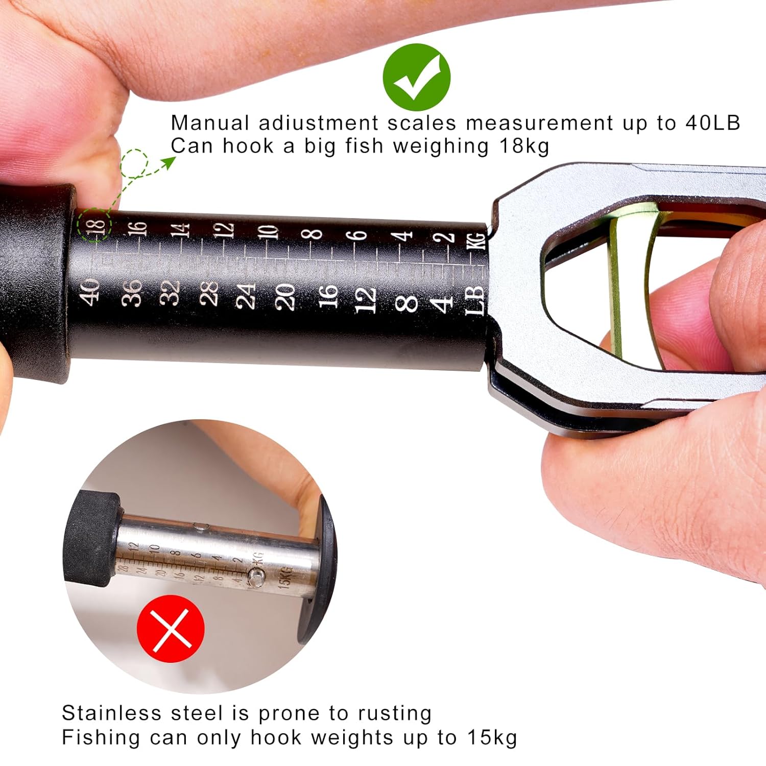 Skiennix Fish Lip Gripper - Professional Aluminium Alloy Fish Holder with 40 lb Weight Scale & 360° Rotation