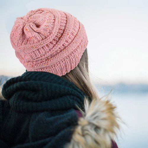 Handepo 6 Pieces Winter Knitted Satin Lined Beanie Hats for Women Satin Lined Cable Thick Cap Slouchy Cable Beanie Hat (Bright Colors)
