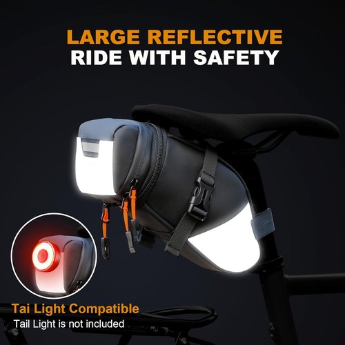 NDakter Bike Seat Bag - 2L Waterproof Bicycle Saddle Pouch with Adjustable Storage & Reflective Coating