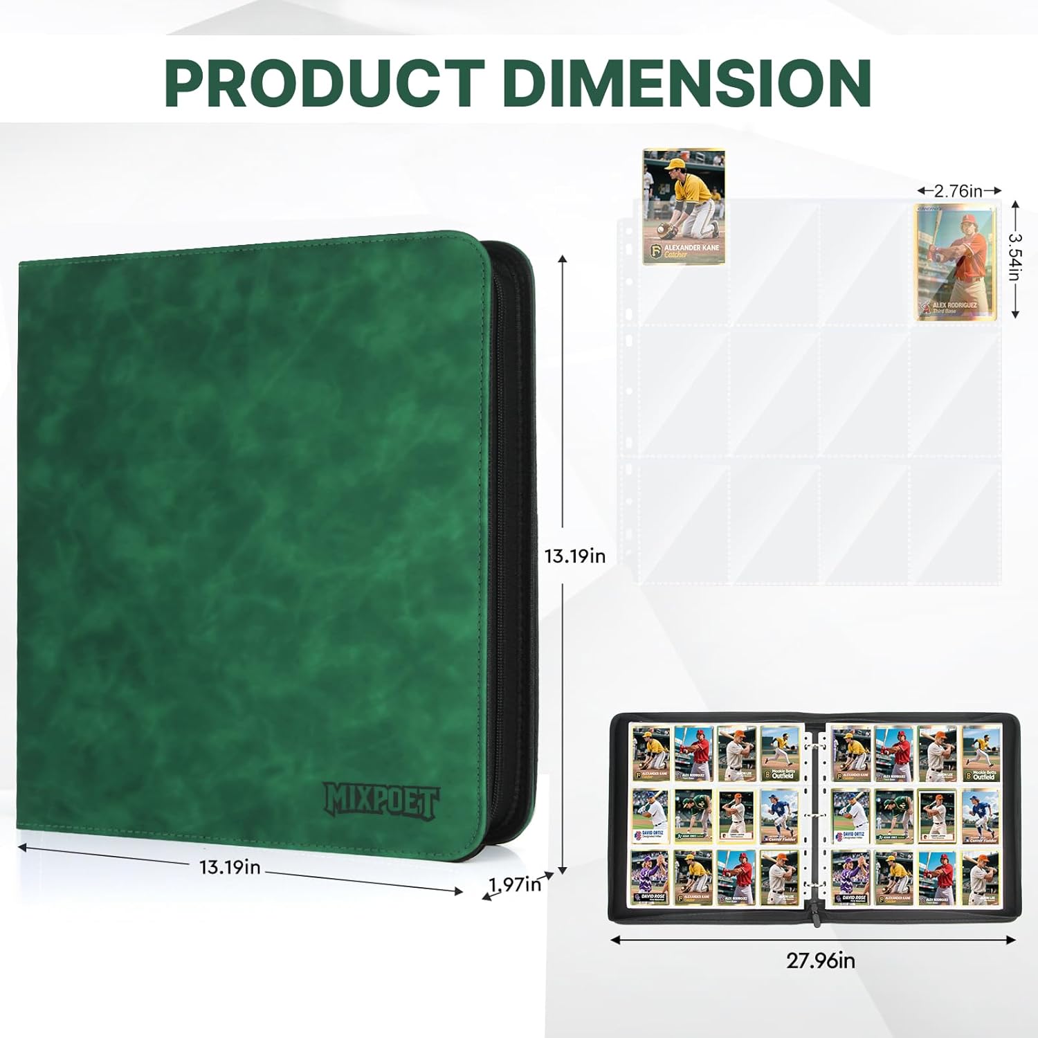 Trading Card Binder by [Brand Name] - 12 Pocket Collection Album for 960 Cards | Premium Green Holder for TCG/PM/MTG