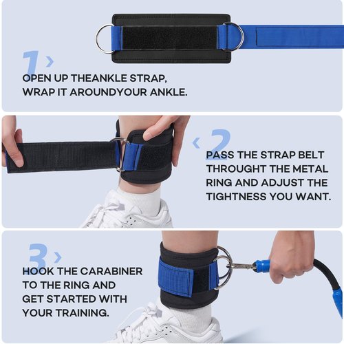 Ankle Resistance Bands with Cuffs, 3 level 90 lbs Ultimate Ankle Bands for Working Out, Ankle Resistance Band for Leg, Booty Workout Equipment for Kickbacks Hip Fitness, Exercise Bands Butt Lift Women