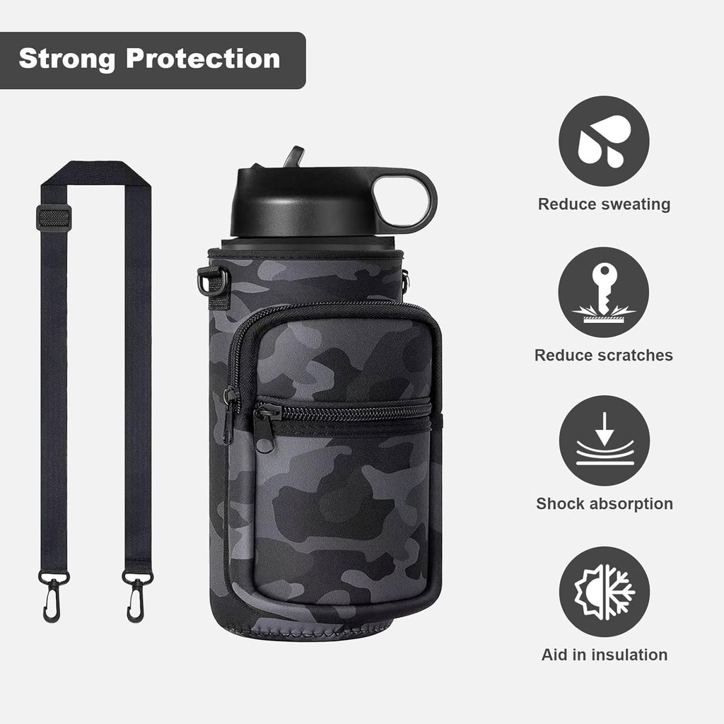 Skiennix Insulated Water Bottle Holder - Crossbody Sling Bag with Phone Pocket for Hiking & Camping