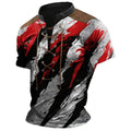 MARSVOVO Tactical Polo Shirts for Men Lace Up Patchwork Neck Cowboy Western Totem Camo Print Lightweight Short Sleeve Drawstring Classic Workout Undershirt 3XL