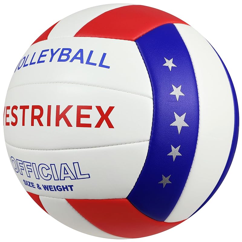Glow in The Dark Official Size Volleyball with Night-Glow Effect - Red/Blue/White (Variation Included) + Pump Kit