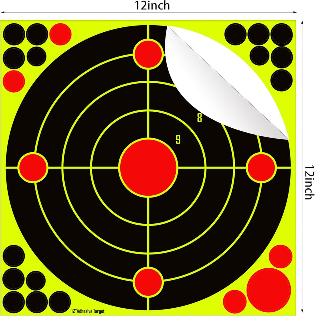 Skiennix 12x12 Inch Silhouette Splatter Targets - Bright Fluorescent Yellow for BB Guns & Airguns | 10/25/50 Pack