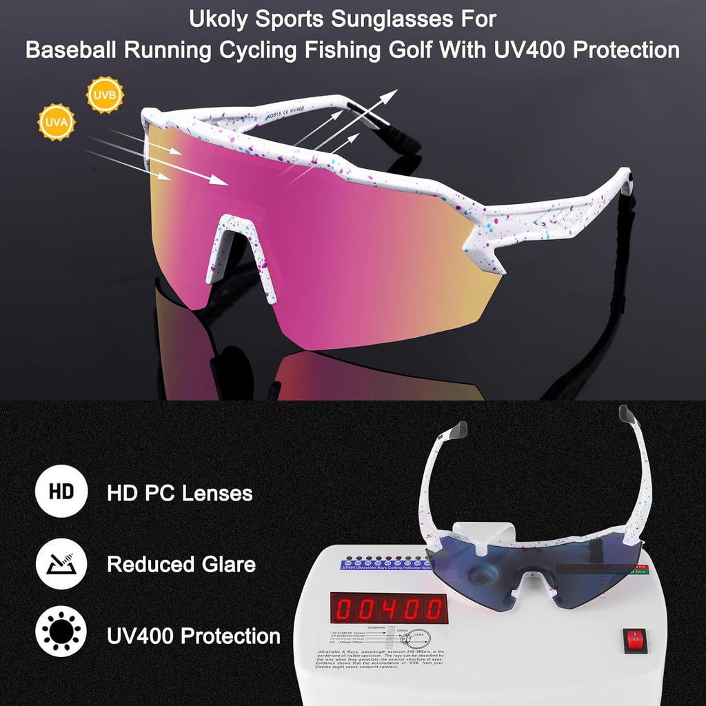 Ukoly Baseball Sunglasses - UV400 Protection Sports Eyewear for Men & Women | Lightweight TR90 Frame