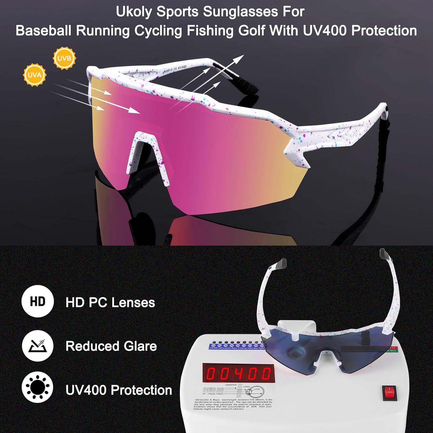 Ukoly Baseball Sunglasses - UV400 Protection Sports Eyewear for Men & Women | Lightweight TR90 Frame
