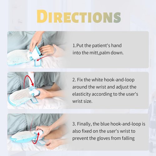 EZ Assistive Restraint Gloves for Dementia Patient, Medical Assistance Glove with Zipper Opening For Finger Protection