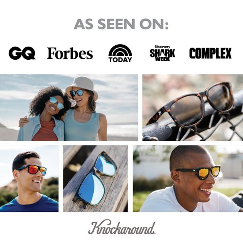 Knockaround Fast Lanes Sport - Polarized Running Sunglasses for Women & Men - Impact Resistant Lenses & Full UV400 Protection, Clear Grey Frame/Green Reflective Lenses