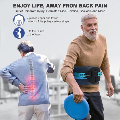 TIMTAKBO Comfy Lumbar Brace for Women Men Lower Back Pain Relief, Lumbar Decompression Back Brace for Herniated Disk, Sciatica, Scoliosis, Discectomy, Laminectomy（Black-LX)