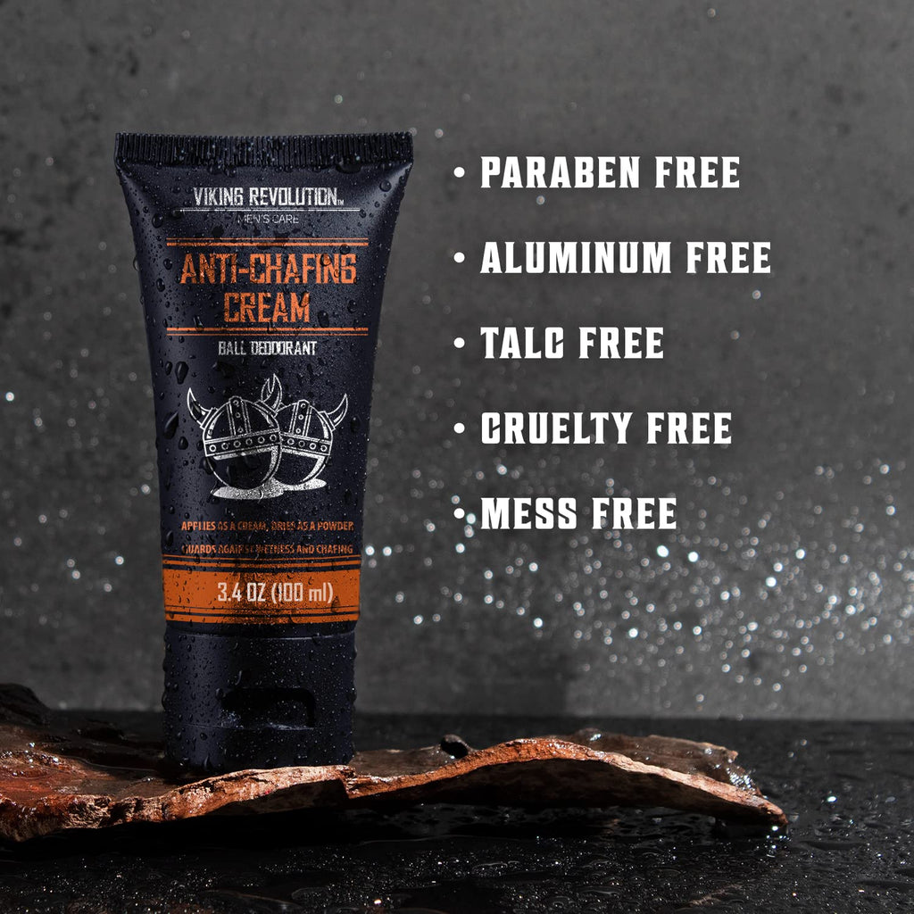 Viking Revolution Balls Deodorant With Aloe Vera and Purslane - Groin and Crotch Anti-Chafing Cream for Men - Quick Drying, Talc-Free Ball Cream 3.4oz