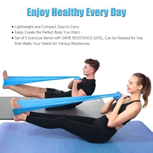 Exercicse Bands Set for Women or Men, GOAITOU Professional 5 Pack Resistance Bands with Same Resistance Level, Fitness Workout Band, Elastic Bands for Yoga, Pilates, Strength Training