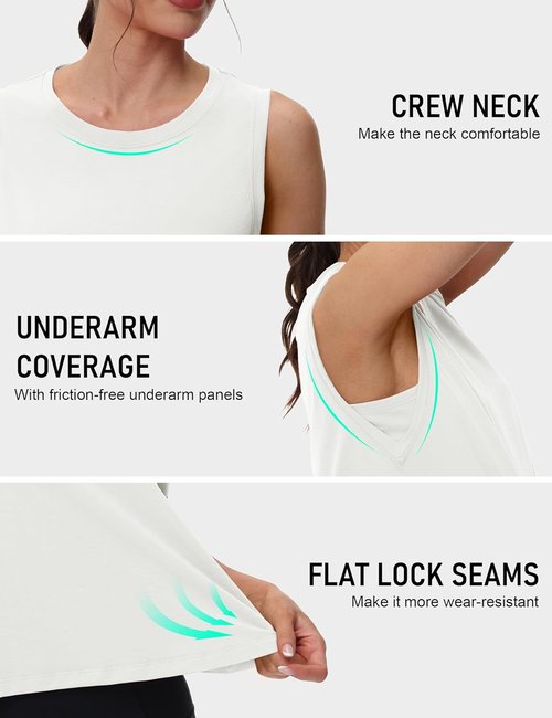 MAGCOMSEN Women's Athletic Crop Tank Top - Quick Dry, Moisture-Wicking Sleeveless Design for Yoga & Gym