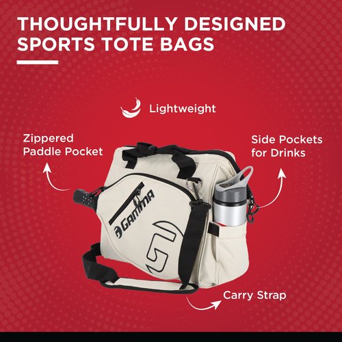 Gamma Sports Tour Tote Bag, Pickleball Bag for Pickleball Paddles, Gear, and Clothes, White