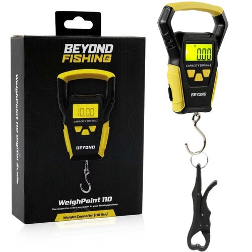 Beyond Fishing Digital Scale - Portable Fish Weigher with Built-In Tape Measure | Weighs Up to 110lbs, LCD Display