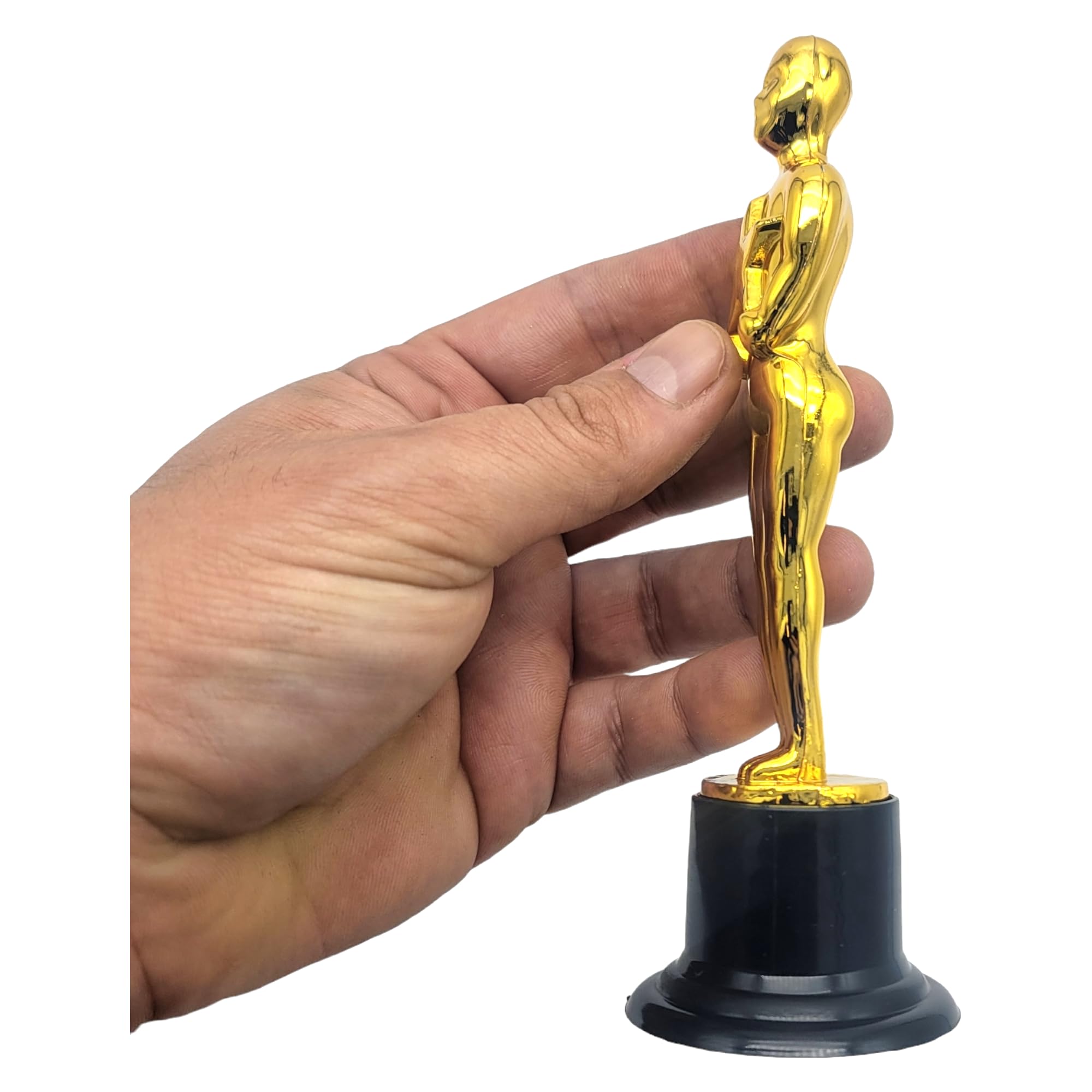 Zugar Land Gold Award Trophies (6 Pack) (6 Inches) Bulk Golden Plastic Statues. Standing Man Award Holding a Large Star Trophy for Movie Sport Ceremony Birthday Prize (Gold Award Trophy, 6)