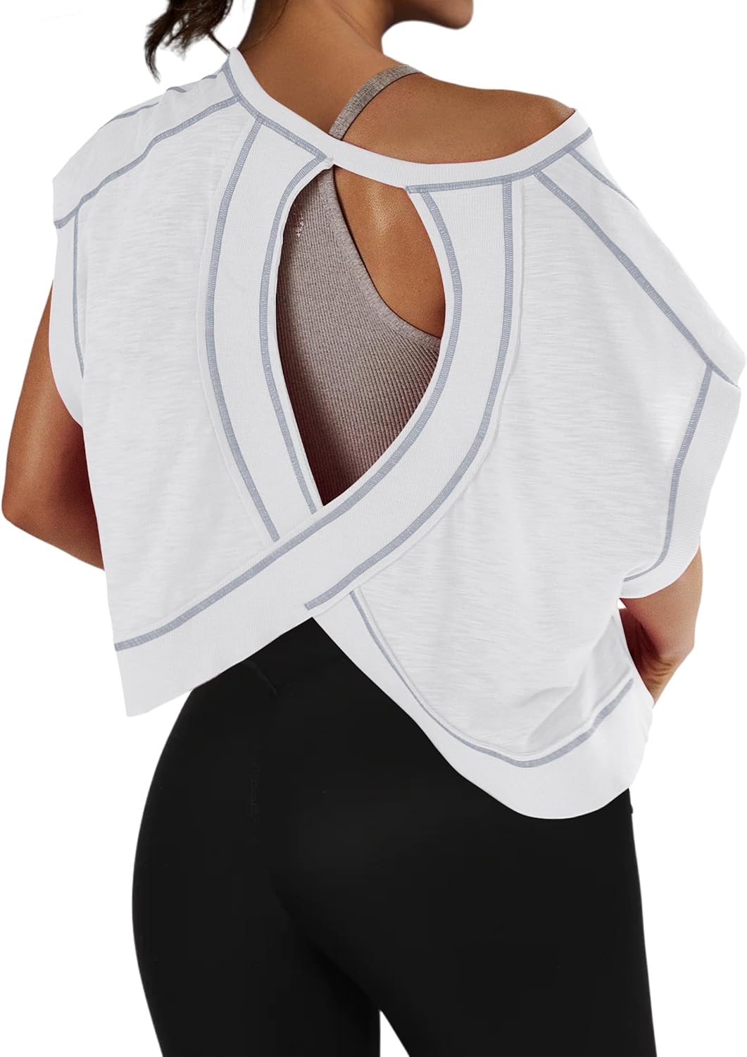 Skiennix Cotton Open Back Workout Top - Casual Athletic Crop Shirt for Yoga & Gym | Women's Activewear
