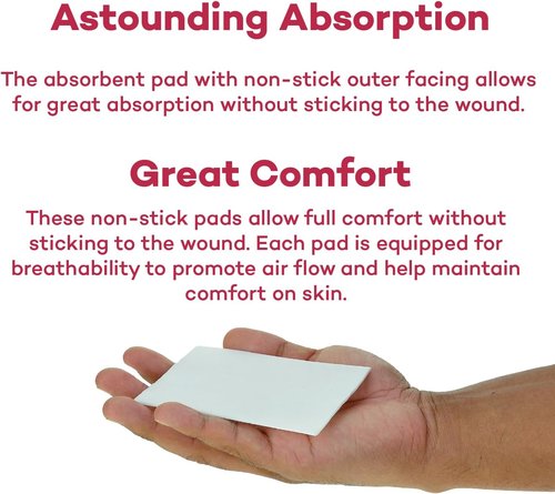 Dealmed Sterile Non-Adherent Gauze Pads - Highly Absorbent, Non-Stick, 3" x 4", 100 Count Box