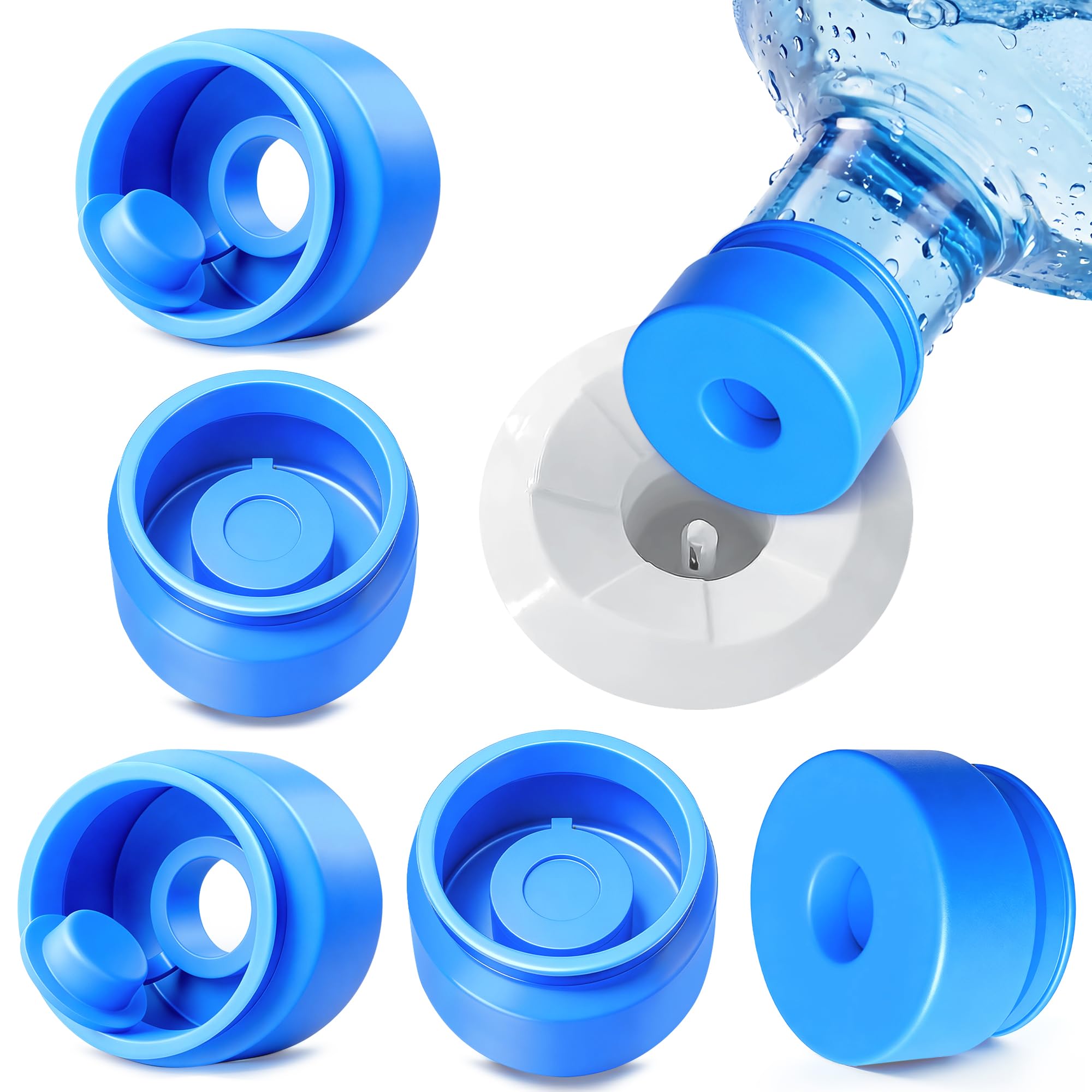 Gofriipai 3 and 5 Gallon Water Jug Cap, Silicone Reusable Replacement Cap, Non Spill Bottle Caps for 55mm Bottle Water Dispenser Caps - Pack of 3
