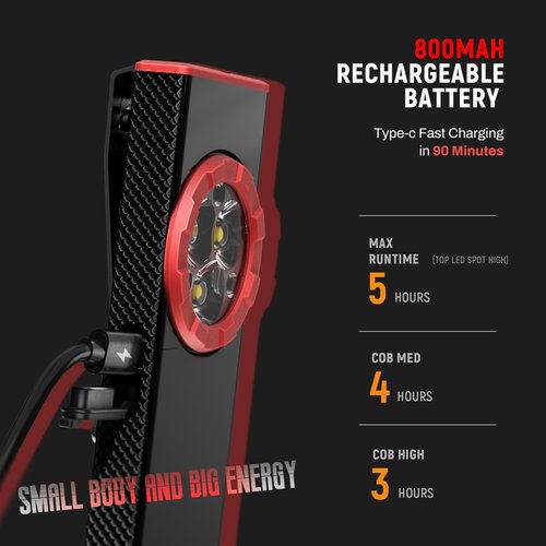 lexall EDC Flashlight, 800Lumen Rechargeable Pocket Flat Flashlight, Magnetic LED Flashlight with Clip, Dimmable Mini Area Light for Car Repairs/Inspection/Travel/Emergency/Camping