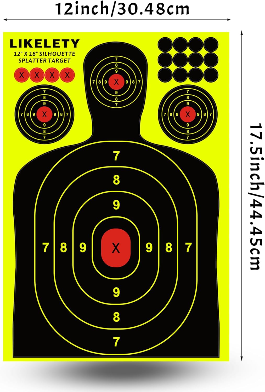 Silhouette Splatter Targets - Adhesive Shooting Target Stickers for Indoor/Outdoor Practice | 12x18 Inch, 10/25/50 Pack