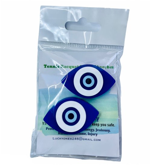 Evil Eye, Lucky Eye Vibration DAMPENER/Shock Absorber - Set of 2 - Tennis OR Badminton. Great Gift!
