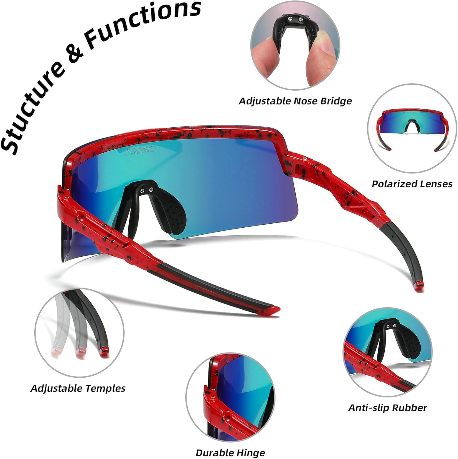 OMEKOL Polarized Sunglasses - UV400 Protection for Men & Women | Outdoor Sports & Baseball Glasses